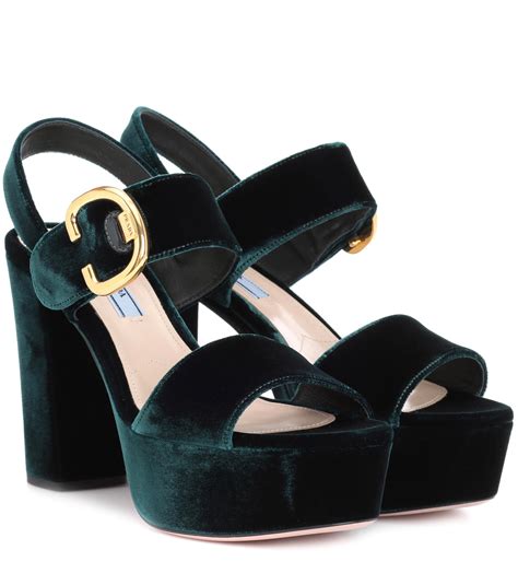 prada crushed velvet sandals|Prada 95mm Velvet Platform Sandals .